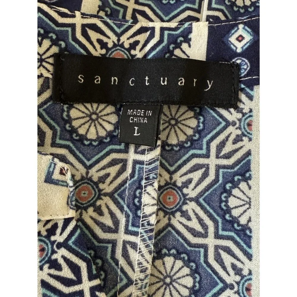 Sanctuary V-Neck Sleeveless Split Back Button Up Top Blouse Women's Sz L - Picture 9 of 11